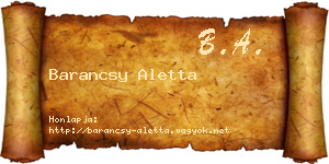 Barancsy Aletta névjegykártya